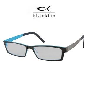 Blackfin Shetland Blue and Black Rectangular +1.25 Glasses with Full-Rim Design